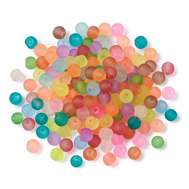Craftdady 500Pcs 4mm Transparent Frosted Glass Beads Tiny Crystal Glass Round Loose Spacer Beads Random Mixed Colors for Jewelry Making Hole: 1mm - Image 1